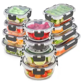 B0FVNW7B27 FRESHWARE Glass Storage Containers Lids Set Meal