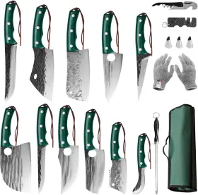 GREEN-FB17MYKS FULLHI Butcher Chef Knife Set Woodhandle High