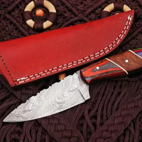 714935322259 GENTRY CHOICE Damascus Skinner Knife Twist Wood #2