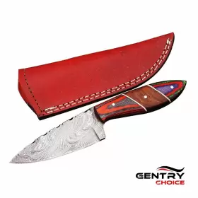 714935322259 GENTRY CHOICE Damascus Skinner Knife Twist Wood
