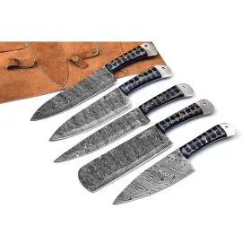AMK051BLE GENTRY CHOICE Handmade Damascus Kitchen Knife Set