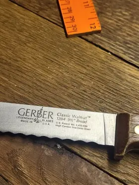 1204 GERBER Serrated Bread Knife High Carbon Steel Blade