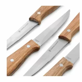 001FE6 GIBSON Seward Steel Steak Knife Cutlery Set Wood #2