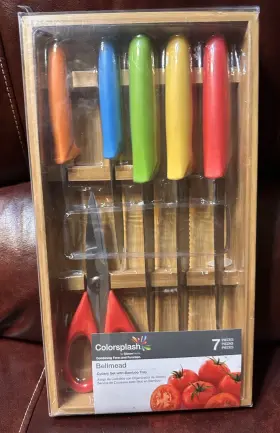 98241.06 GIBSON Cutlery Set Wodden Tray Colorsplash Bellmead