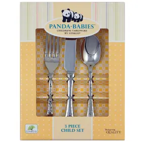 079914362030 GINKGO International Panda Babies Steel Flatware