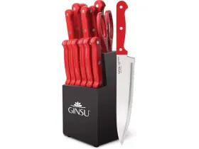 079061030820 GINSU Kiso Serrated Knife Set Block Cutlery