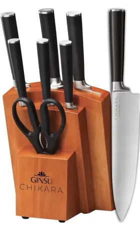 COK-KB-DS-008-3 GINSU Gourmet Chikara Steel Knife Block Set