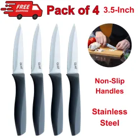 7497327 GLAD Paring Knife Set Steel Blades Slip Grip Handles