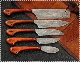 025720158859 GLADIATORSGUILD Damascus Steel Kitchen Chef Set #2