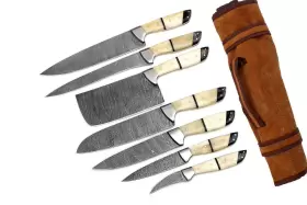 728891250075 GLADIATORSGUILD Kitchen Knives Damascus Steel