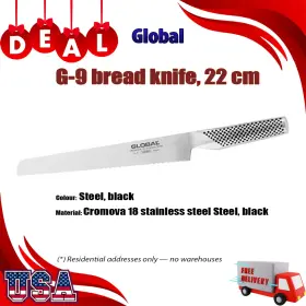 GL-G-9 GLOBAL Bread Knife Steel Serrated Chef Kitchen