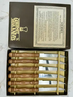 CTGS6 GOURMET Turned Wood Handle Steak Knife Set Taiwan