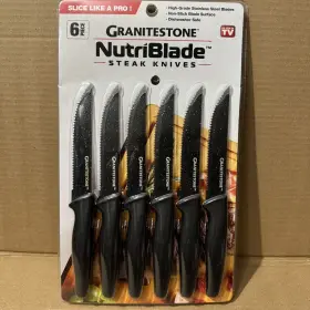 080313079009 GRANITESTONE Nutriblade Steel Steak Knife Set
