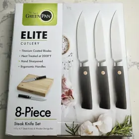 885837051056 GREEN PAN Elite Titanium Knife Set Wooden