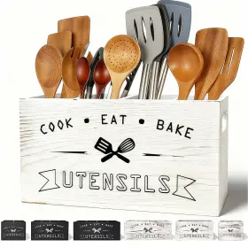 B0FS7LVKLQ GROQRSN Wooden Kitchen Utensil Holder Ideal Kitc