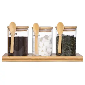 B0BGR6GPD1 GURUDAR Glass Spice Containers Spoon Airtight Ja