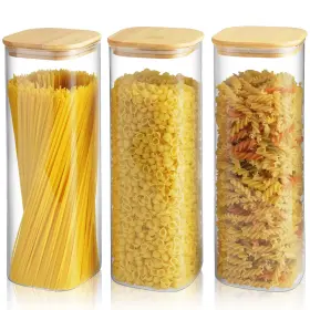 B0FDFJ9K48 GURUDAR Glass Storage Containers Lids Square Cle