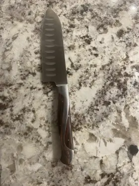 X50CRMOV15-HIGH HAMMER STAHL Santoku Knife Carbon Steel