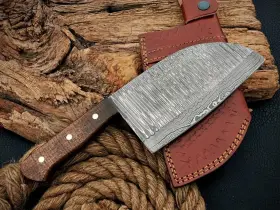 0224L HANDMADE Damascus Steel Bbq Serbian Chef Cleaver Knife