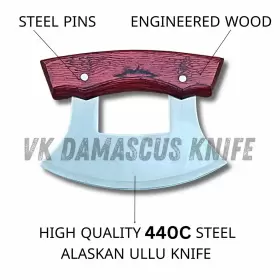 3824 HANDMADE Ulu Knife Alaskan Pizza Cutter Rocker Mezzaluna #2