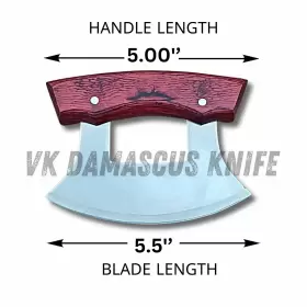 3824 HANDMADE Ulu Knife Alaskan Pizza Cutter Rocker Mezzaluna #3