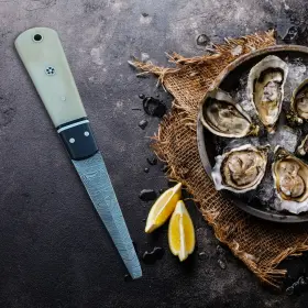 3833 HANDMADE Damascus Sea Food Oyster Shucker Knife Shucking