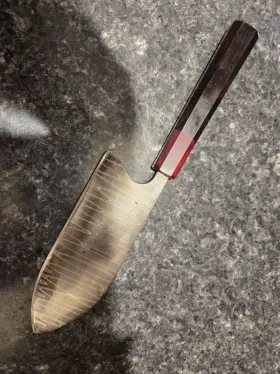25S-1 BAKER Handmadekitchenknife Com Santuko Forge Aurora Mai