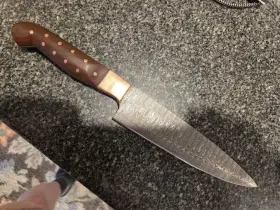 26C-6 CHEFS Handmadekitchenknife Com Ladder Damascus Knife