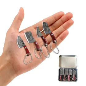 795501697766 HAOXU Damascus Pocket Knife Set Mini Chef Opener