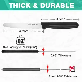 820909684541 HAUSHOF Steak Knives Set Serrated Steel #3