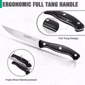 820909687719 HAUSHOF Steak Knives Set Steel Serrated Knife Se #2