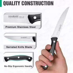 820909687719 HAUSHOF Steak Knives Set Steel Serrated Knife Se #3