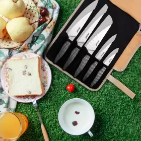 0013010 HECEF Kitchen Knife Set Steel Blades Chef Covers #3