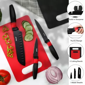 0018600 HECEF Kitchen Knife Cutting Board Set Sharp Edge Mats