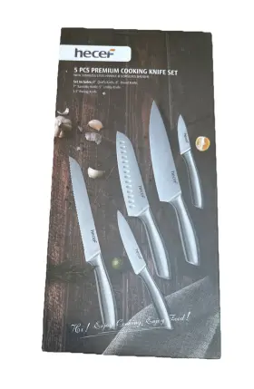 005686 HECEF Kitchen Knife Set Steel Finish Sharp Blade