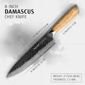 15314 HECEF Chef Knife High Carbon Damascus Steel #3