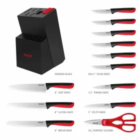 18014 HECEF Kitchen Knife Block Set Sharp Steel Chef Steak #2