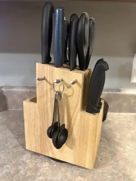 48224 HECEF Kitchen Knife Set Wooden Block Sharp Steel Blade #3