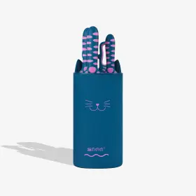 91000181 HECEF Kitchen Knife Set Block Cat Paw Handle Sharp