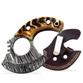 689197350695 HERCULES KNIVES Damascus Steel Ulu Knife Alaskan