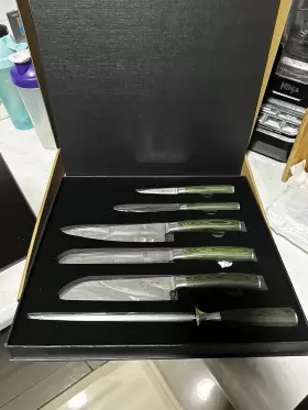 859006007571 HEXCLAD Steak Knife Set Damascus Steel Blades
