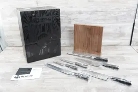 CTMSB07-V2 HEXCLAD Damascus Steel Knife Set Magnetic Block
