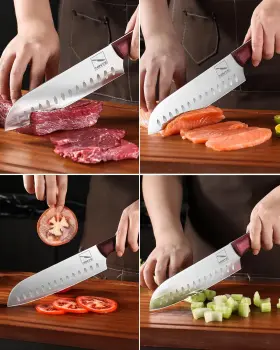 602581478584 HINYE Chef Knife Ultra Sharp Santoku Kitchen #3
