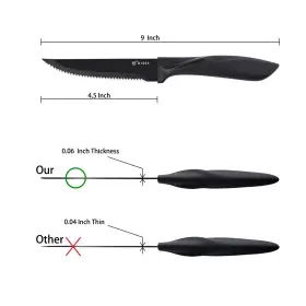 972548252217 HISSF Steak Knives Set Serrated Steel Sharp #3