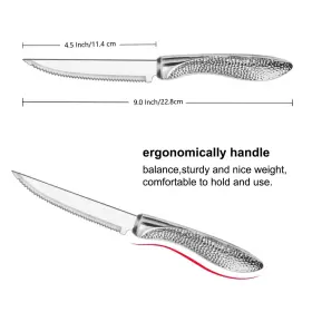 972548252248 HISSF Serrated Steak Knives Steel Sharp Blade #2