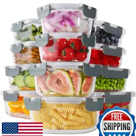 B0DK93YQB2 HOMBERKING Glass Food Storage Containers Lids Meal