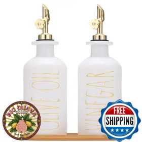 B0DCZ7ZMGY HOMCDALY Oil Dispenser Set Glass Bottles Tray