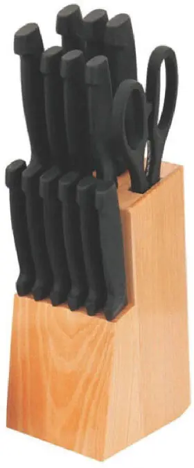 648152968122 HOME BASICS Knife Set Wood Block #2