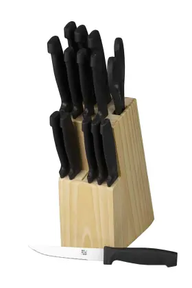 648152968122 HOME BASICS Knife Set Wood Block