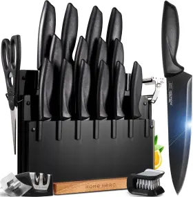 20PCS HOME HERO Kitchen Knife Set Sharpener High Carbon Steel